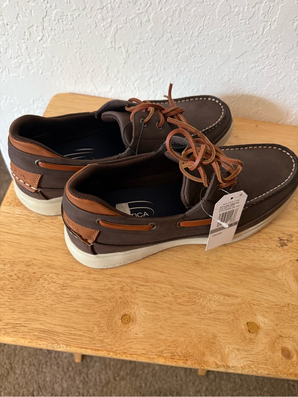 Nautica Men’s Dark Brown and Tan Boat Shoes